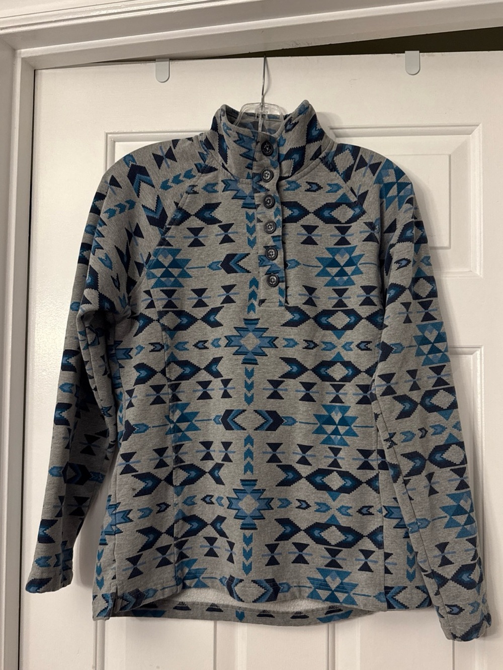 Ariat Women's Riverton REAL Comfort Sweatshirt 1/4 Button Up Aztec Print Size S